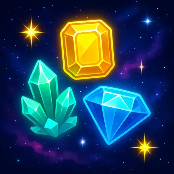 Weltraum-Slot mit leuchtenden Edelsteinen bei PlayBaze